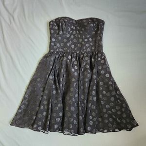 Guess polka dot lace overlay strapless fit and flare dress corset boning black 8